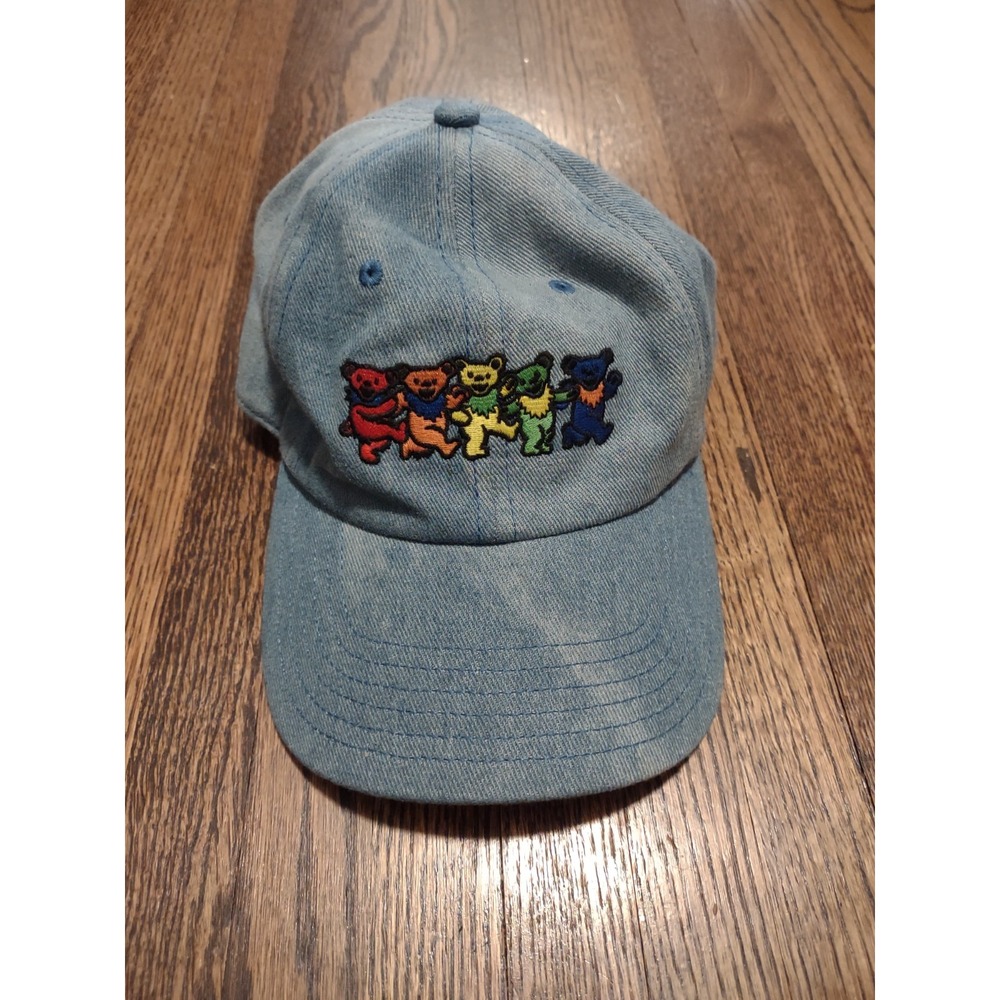 Grateful Dead Bioworld Embroidered Dancing Bears Denim Strapback Hat Light Blue